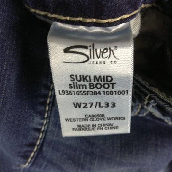 Silver Womens Jeans Suki Mid Slim Boot Cut Blue Denim Super Stretch Med Wash 27 - Picture 12 of 13